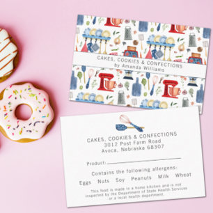 At Home Kitchen Bakery Food Ingredient Allergen Business Card