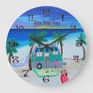 at home on the beach wall clock