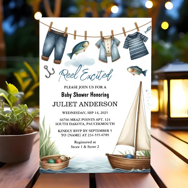 At Hook Bait Fun Wood Little Fisherman Baby Shower Invitation (Creator Uploaded)