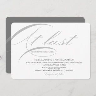 At last Calligraphy Modern Minimalist Wedding Invitation