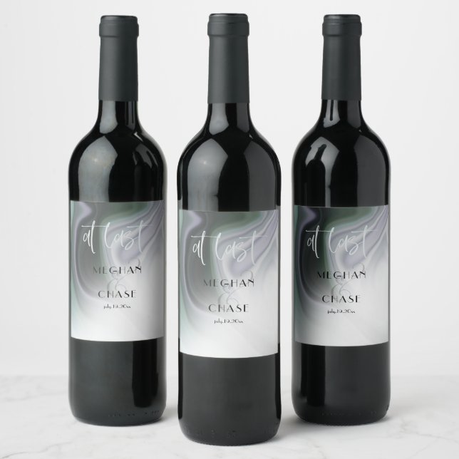 At Last  Dusty Sage Agate Abstract  Wine Label (Bottles)