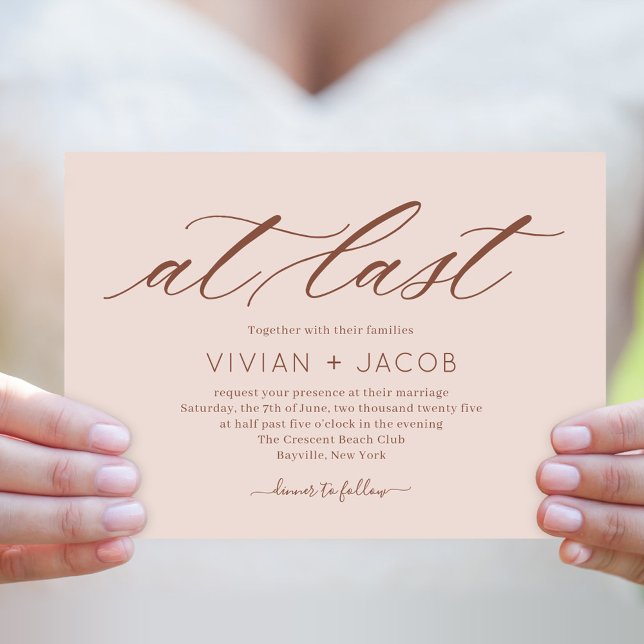 At Last EDITABLE COLOR Modern Wedding Invitation (Creator Uploaded)