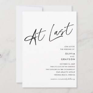 At Last Editable Modern Minimalist Wedding Invitation