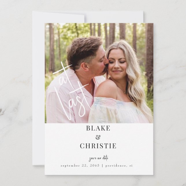  At Last Photo Wedding Save The Date (Front)