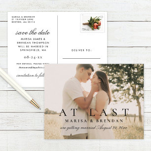 At Last Photo Wedding Save the Date Announcement Postcard