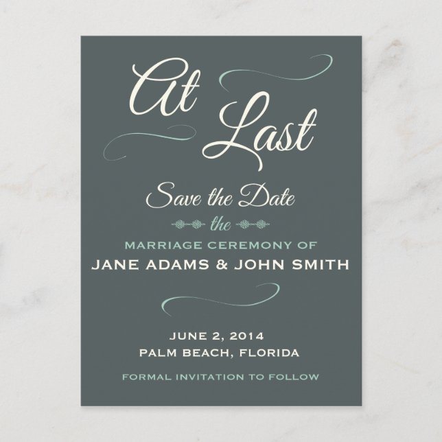At Last Save The Date Postcard (Front)