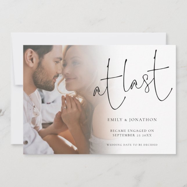 At Last Script Photo Engagement Announcement (Front)