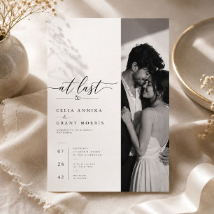 At Last Script Photo Modern Wedding Invitation