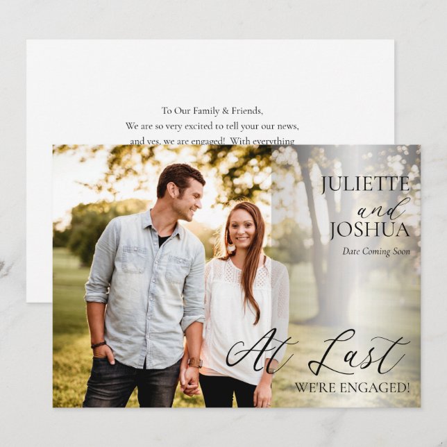 At Last We're Engaged Photo Engagement Announcement (Front/Back)