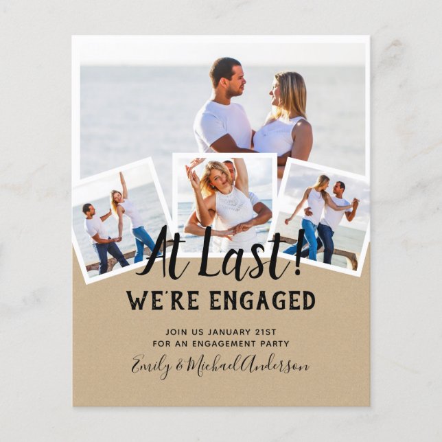 At Last We're Engaged - PHOTO Party  Invitations Flyer (Front)