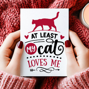 At Least My Cat Loves Me Anti Valentine's Day Holiday Card