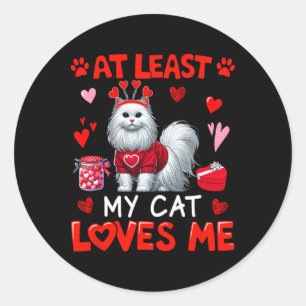 At Least My Cat Loving Me Valentine's Single Owner Classic Round Sticker