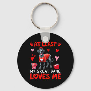 At Least My Great Dane Loving Me Valentine's Singl Key Ring