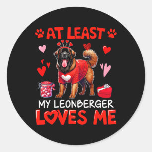 At Least My Leonberger Loving Me Valentine's Singl Classic Round Sticker
