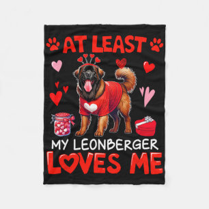 At Least My Leonberger Loving Me Valentine's Singl Fleece Blanket