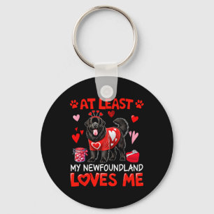 At Least My Newfoundland Loving Me Valentine's Sin Key Ring
