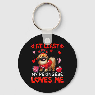 At Least My Pekingese Loving Me Valentine's Single Key Ring