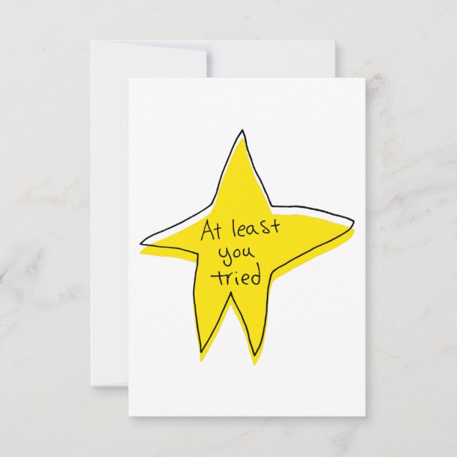 At Least You Tried - Yellow Star - Thank You Card (Front)