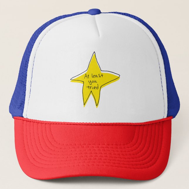 At Least You Tried - Yellow Star Trucker Hat (Front)
