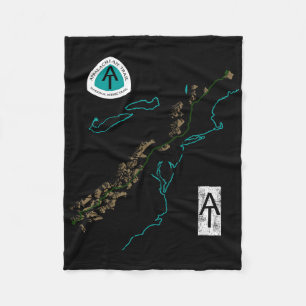 At Logo Appalachian Trail Hiking Map  Fleece Blanket