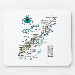 At Logo Appalachian Trail Hiking Map Mouse Pad