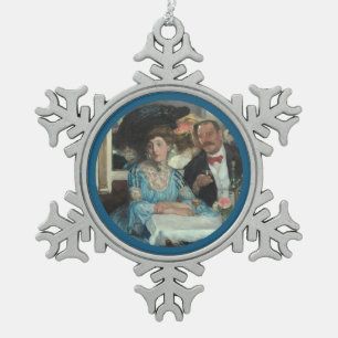 At Mouquins Restaurant NY - William Glackens Snowflake Pewter Christmas Ornament