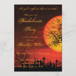 At Night Halloween Bachelorette Party Invitations