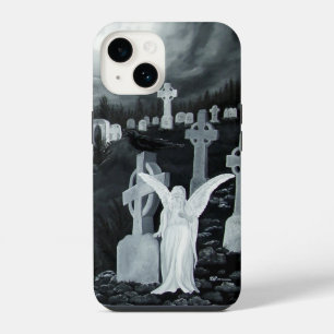 At night on the cemetery - Angel iPhone 14 Case