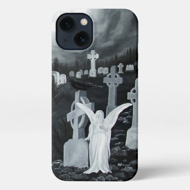 At night on the cemetery - Angel iPhone Case (Back)