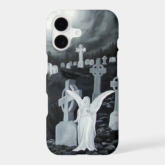 At night on the cemetery - Angel iPhone Case (Back)