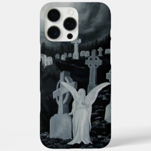 At night on the cemetery - Angel with Crow iPhone 16 Pro Max Case