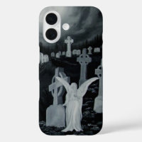 At night on the cemetery - Angel with Crow