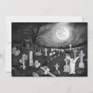 At night on the cemetery - Angel with Devil