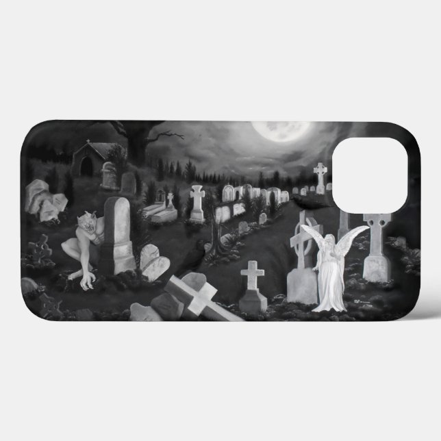 At night on the cemetery - Angel with Devil Case-Mate iPhone Case (Back (Horizontal))