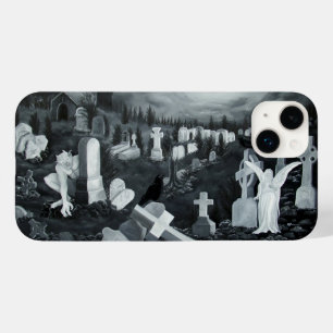 At night on the cemetery - angel with devil Case-Mate iPhone 14 plus case