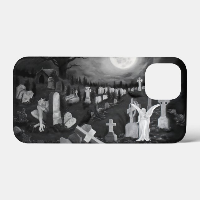 At night on the cemetery - Angel with Devil Case-Mate iPhone Case (Back (Horizontal))