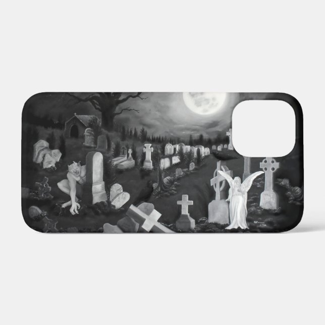 At night on the cemetery - Angel with Devil Case-Mate iPhone Case (Back (Horizontal))