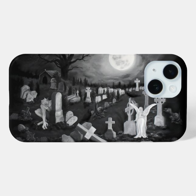 At night on the cemetery - Angel with Devil Case-Mate iPhone Case (Back (Horizontal))