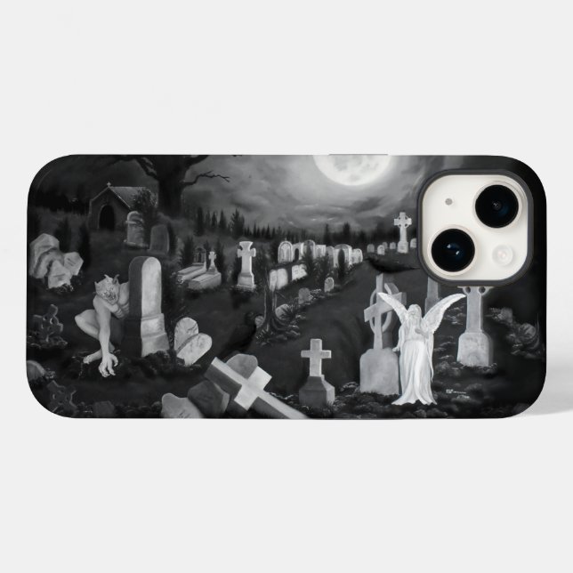 At night on the cemetery - Angel with Devil Case-Mate iPhone Case (Back (Horizontal))