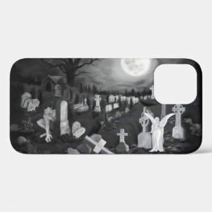 At night on the cemetery - Angel with Devil iPhone 12 Case