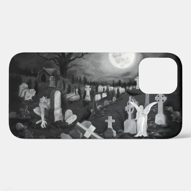 At night on the cemetery - Angel with Devil Case-Mate iPhone Case (Back (Horizontal))