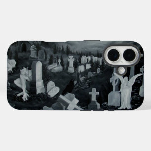 At night on the cemetery - Angel with Devil iPhone 16 Case