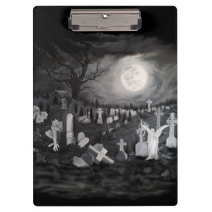 At night on the cemetery - Angel with Devil Clipboard