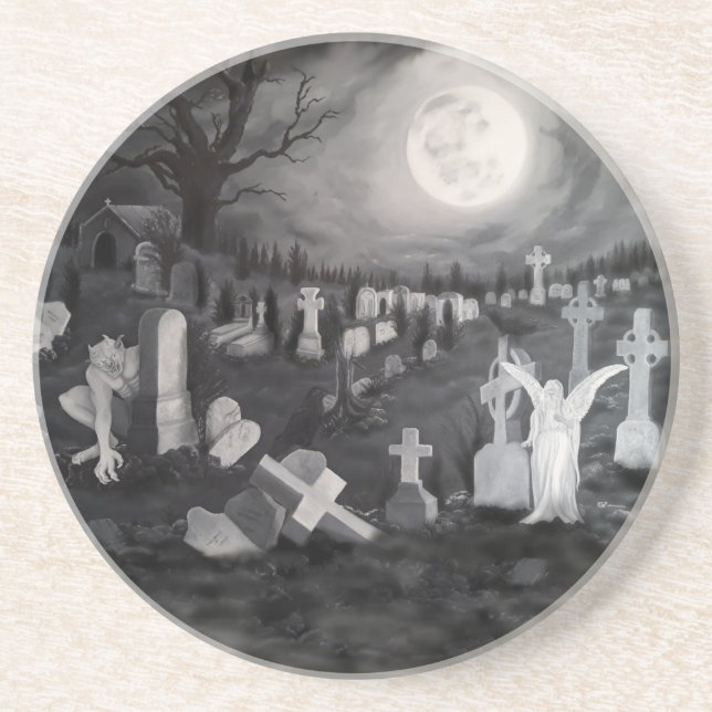 At night on the cemetery - Angel with Devil Coaster (Front)