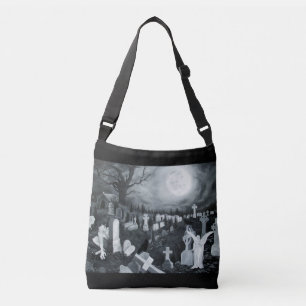 At night on the cemetery - Angel with Devil Crossbody Bag