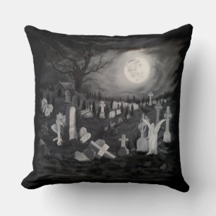 At night on the cemetery - Angel with Devil Cushion