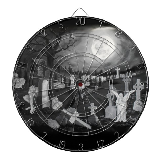 At night on the cemetery - Angel with Devil Dartboard (Front)