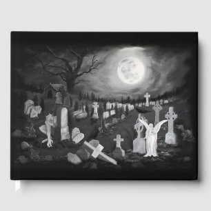At night on the cemetery - Angel with Devil Guest Book