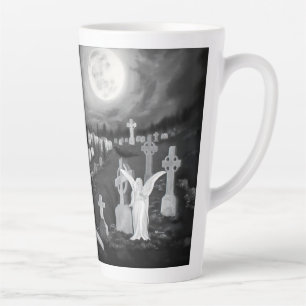 At night on the cemetery - Angel with Devil Latte Mug
