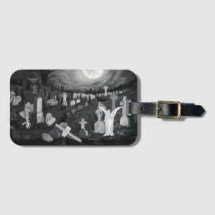 At night on the cemetery - Angel with Devil Luggage Tag